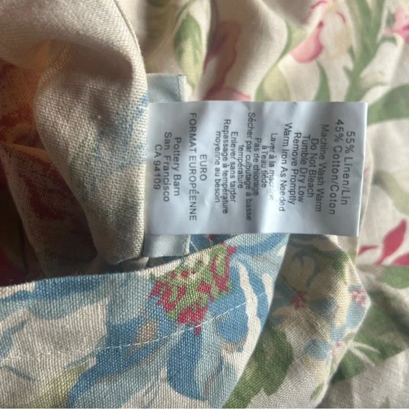 New Pottery Barn Marla Euro Shams (two shams) floral linen blend - Picture 5 of 9